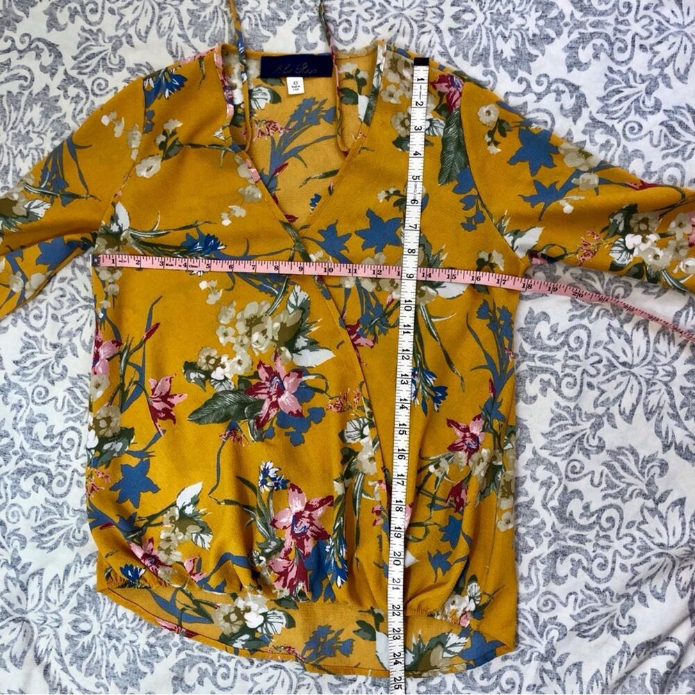 Blue Rain Mustard Floral V Neck Top - Picture 10 of 16